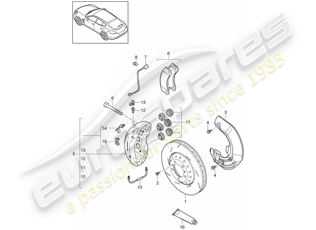 porsche 2016 (panamera 970) freins à disque schéma des pièces