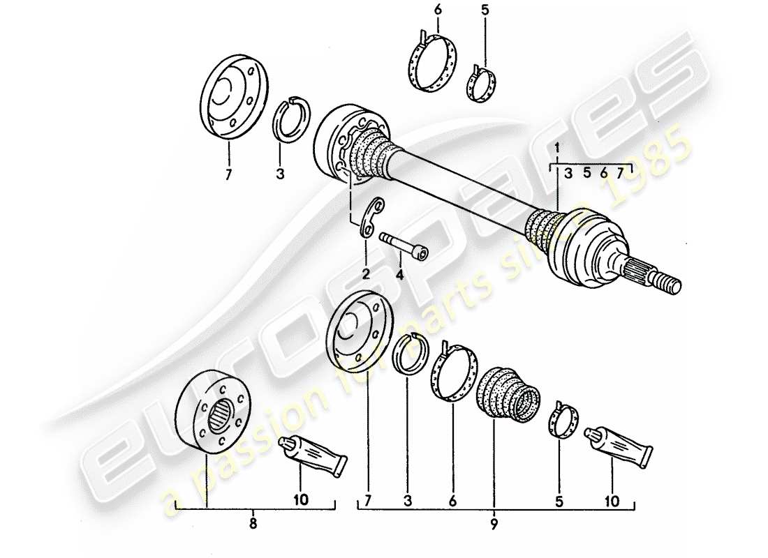 porsche 1995 (928) arbre de transmission schéma des pièces