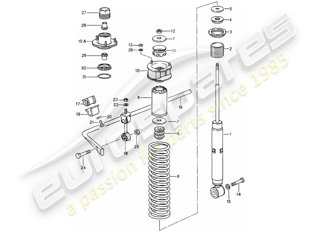 porsche 1994 (964) amortisseur - stabilisateur schéma des pièces