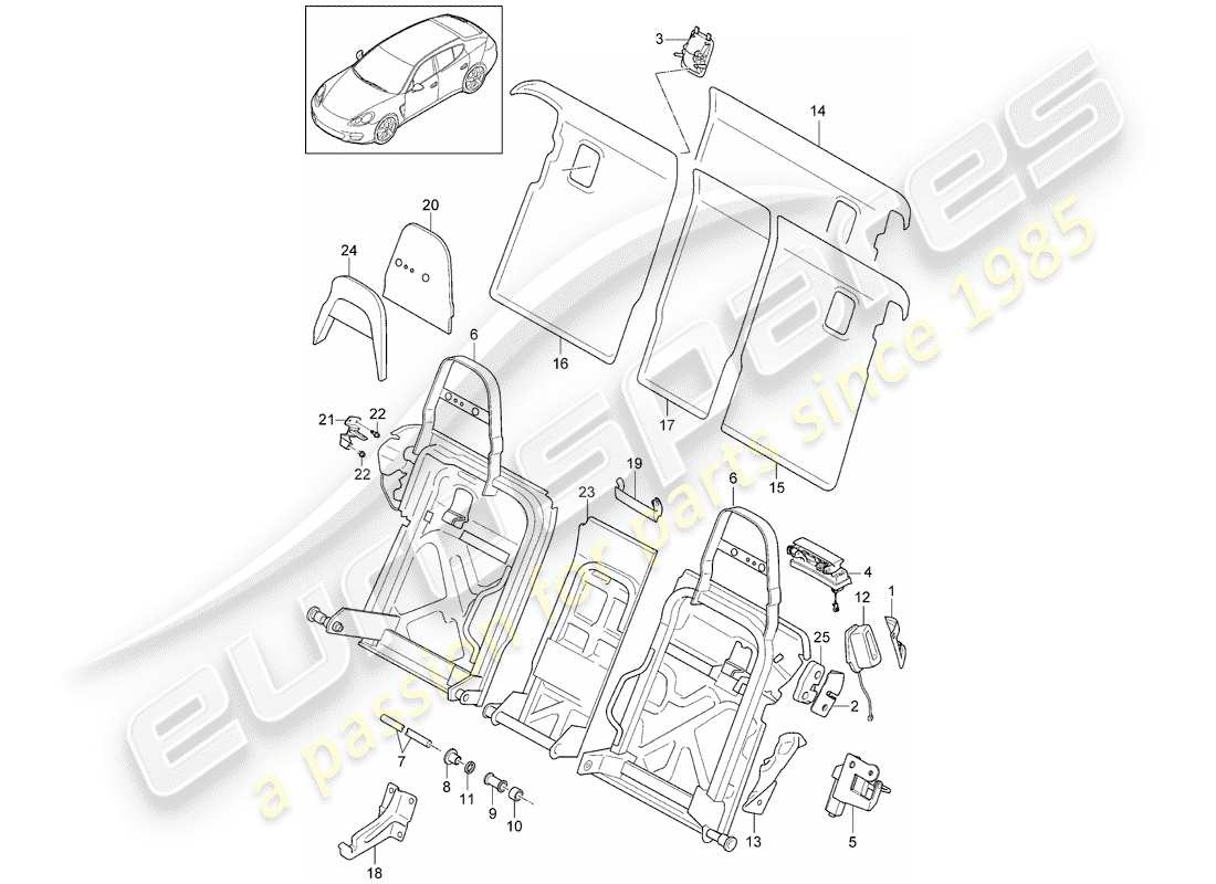 porsche 2010 (panamera 970) dossier de banquette arrière schéma des pièces