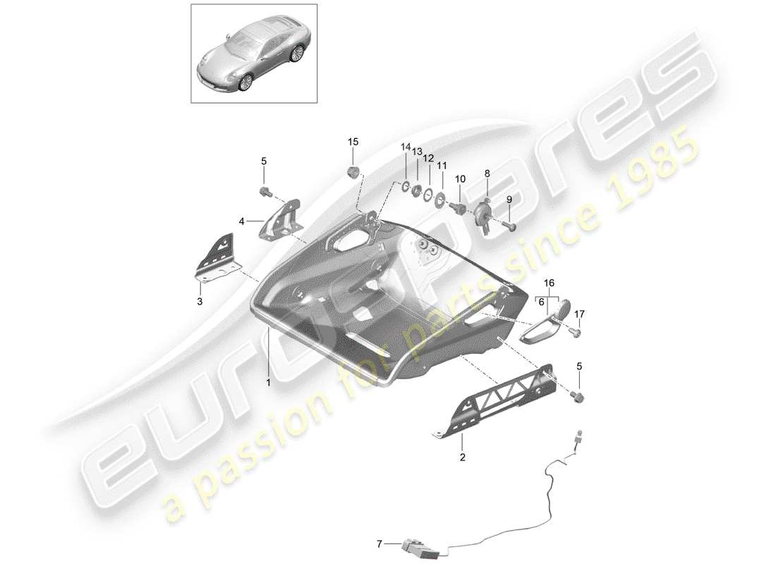 porsche 2019 (991-2) siège schéma des pièces
