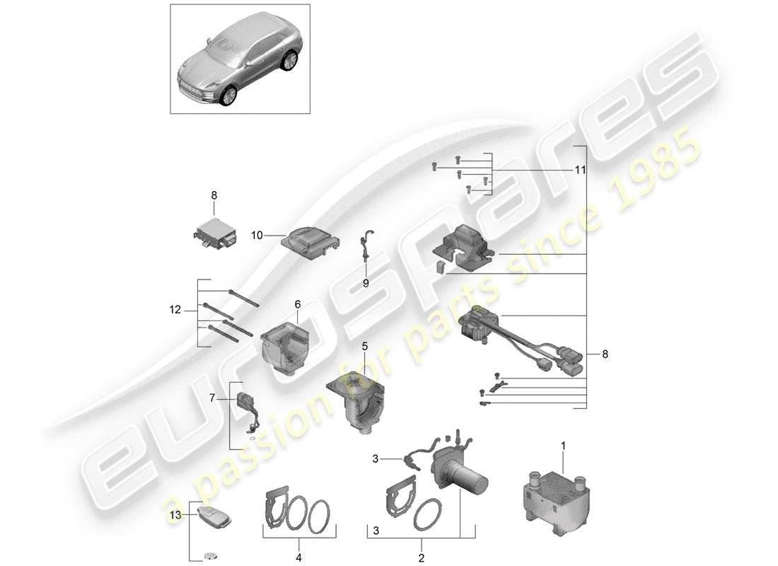 porsche 2019 (macan) chauffage supplémentaire schéma des pièces