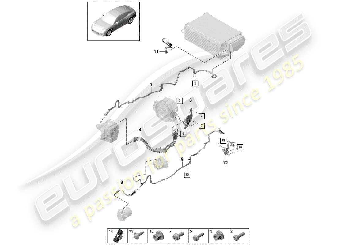 porsche 2019 (panamera 971-1) faisceau de câblage schéma des pièces