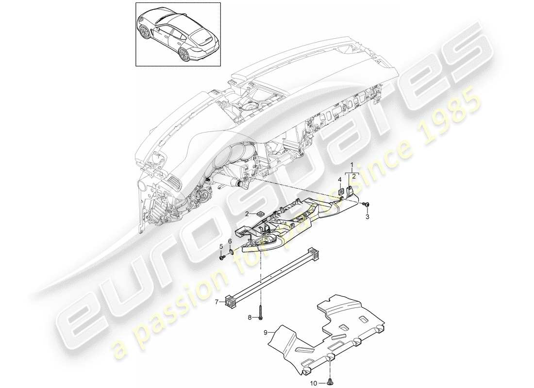 porsche 2014 (panamera 970) garniture du tableau de bord schéma des pièces