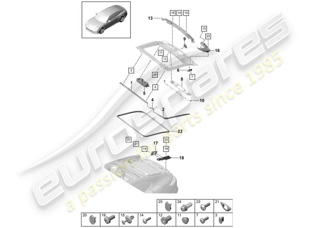 porsche 2020 (panamera 971-1) joints schéma des pièces