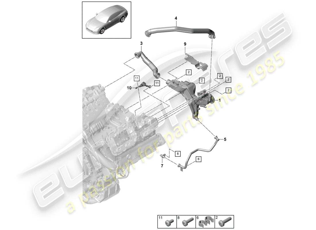 porsche 2019 (panamera 971-1) reniflard de carter - schéma des pièces