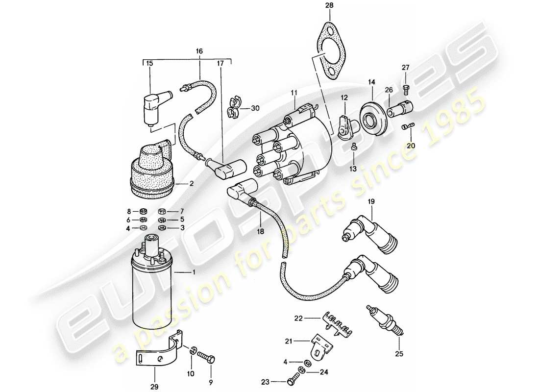 porsche 1987 (924s) électrique du moteur 1 schéma des pièces