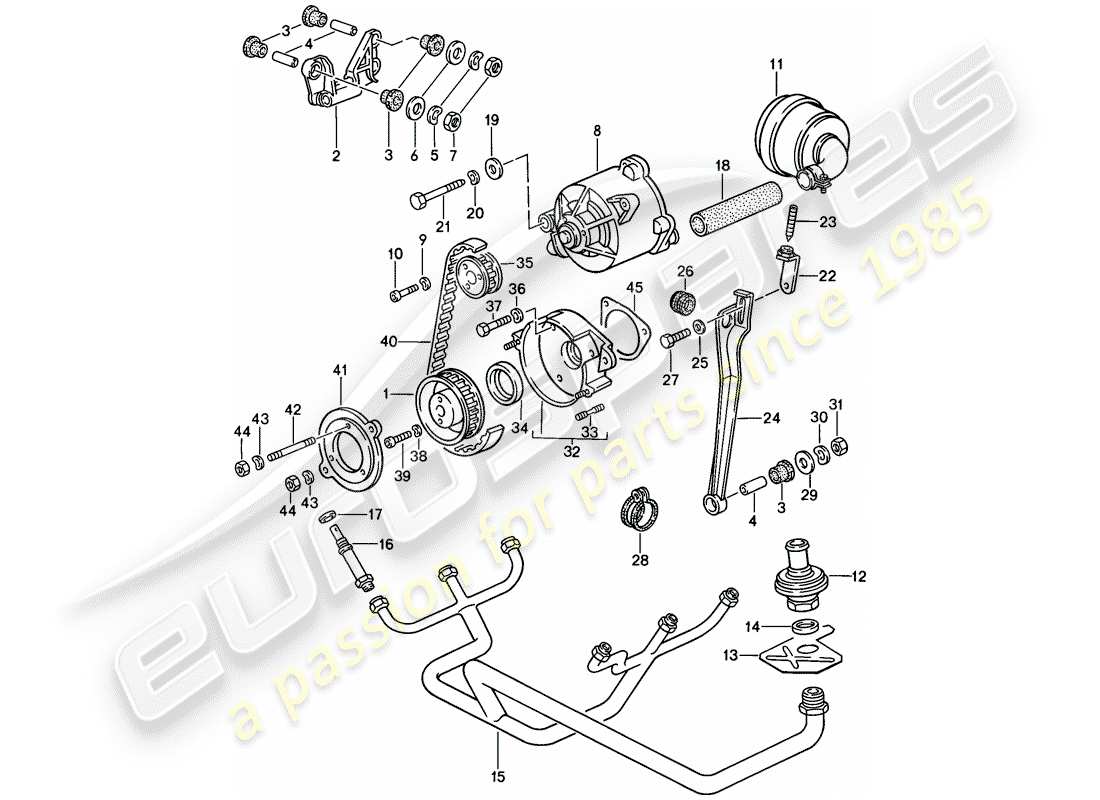 porsche 1985 (911) injection d'air schéma des pièces