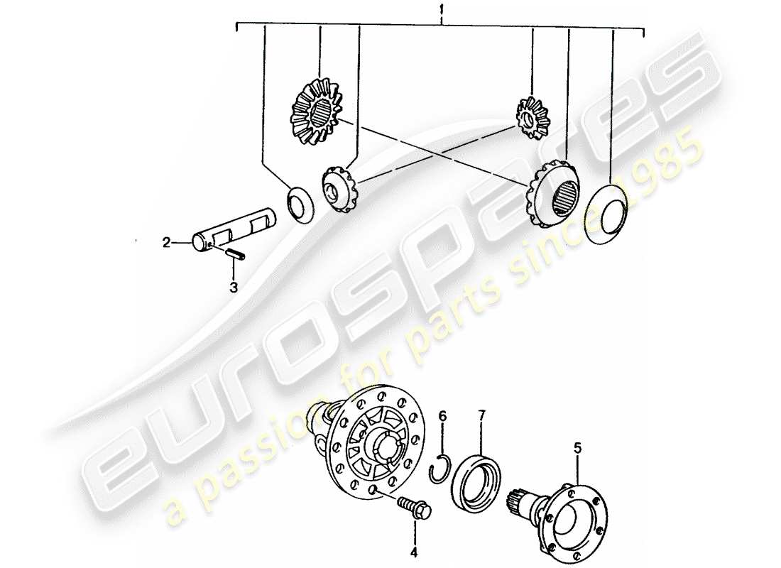 porsche 2004 (996) différentiel schéma des pièces