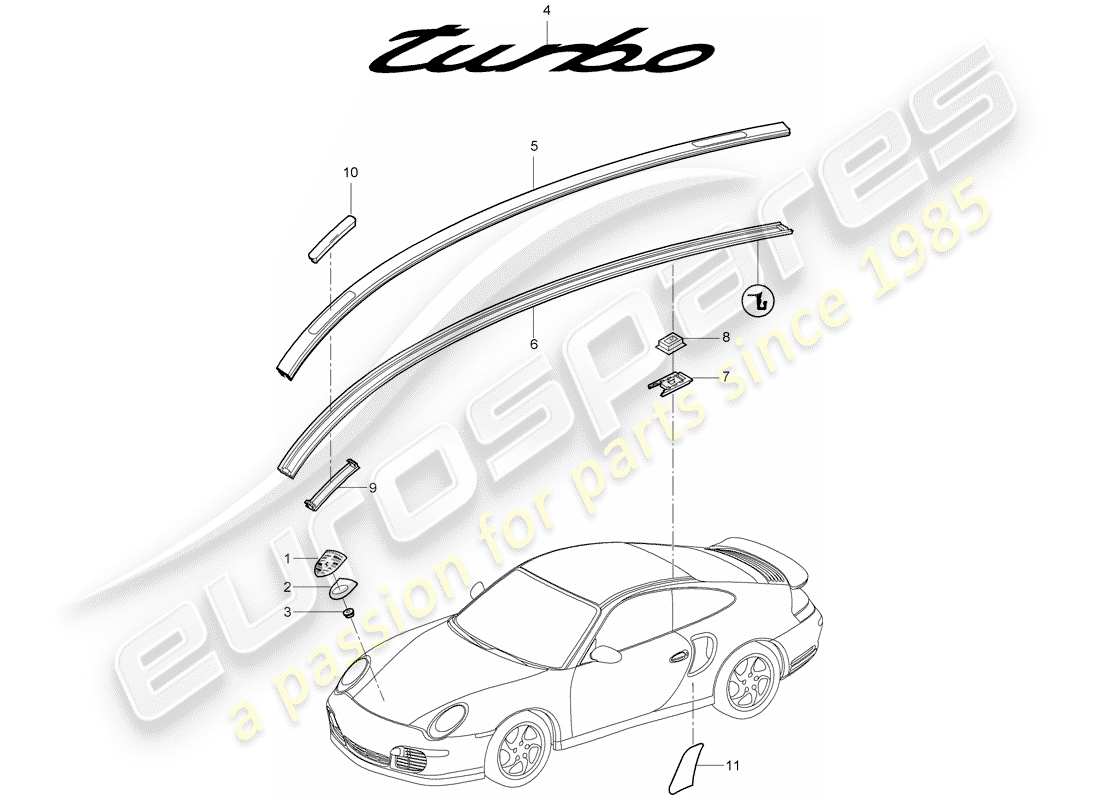 porsche 2009 997-2 turbo / gt2 plaques signalétiques diagramme des pièces