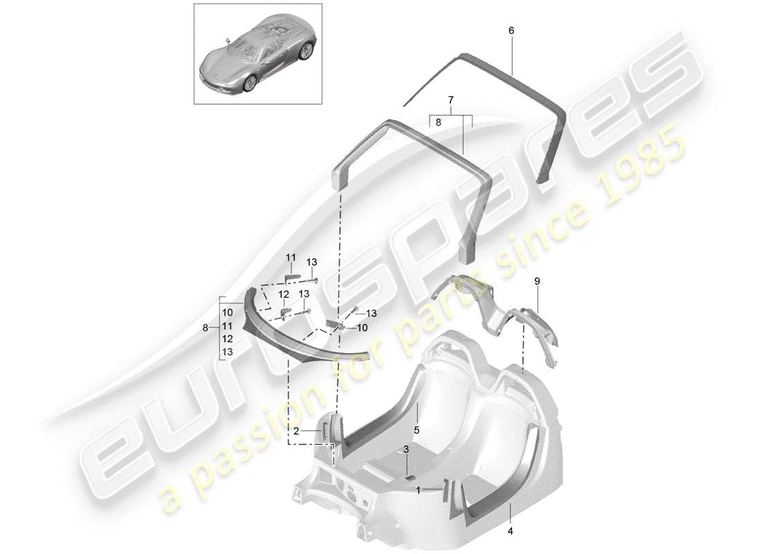 porsche 918 spyder (2015) concept de réparation spéciale schéma des pièces