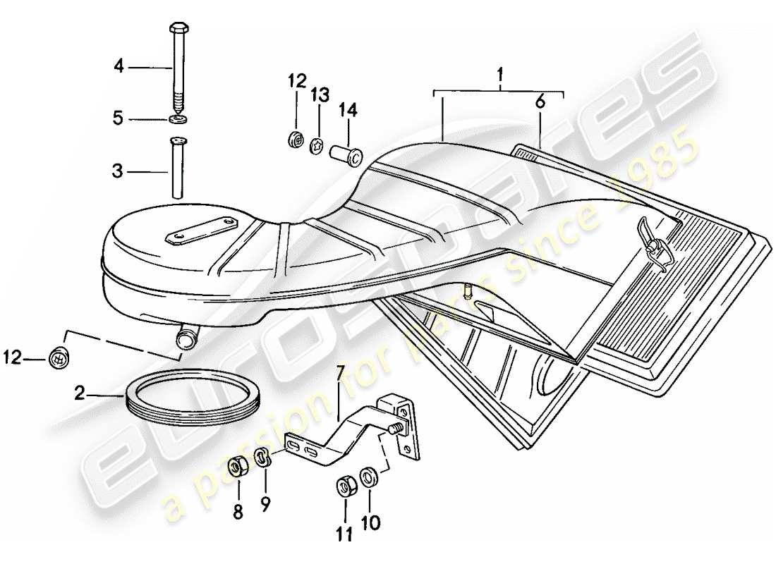 porsche 1986 (911) schéma des pièces du filtre à air