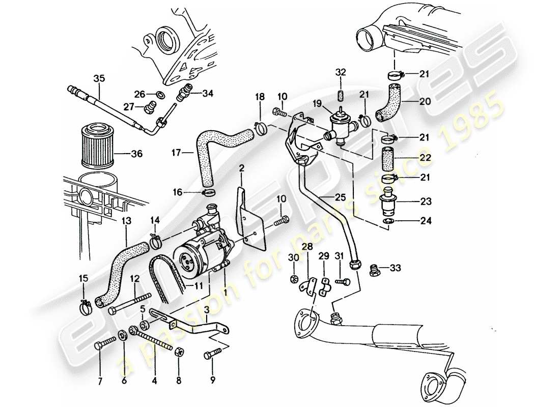 porsche 1994 (928) injection d'air - pour véhicules avec - catalyseur schéma des pièces