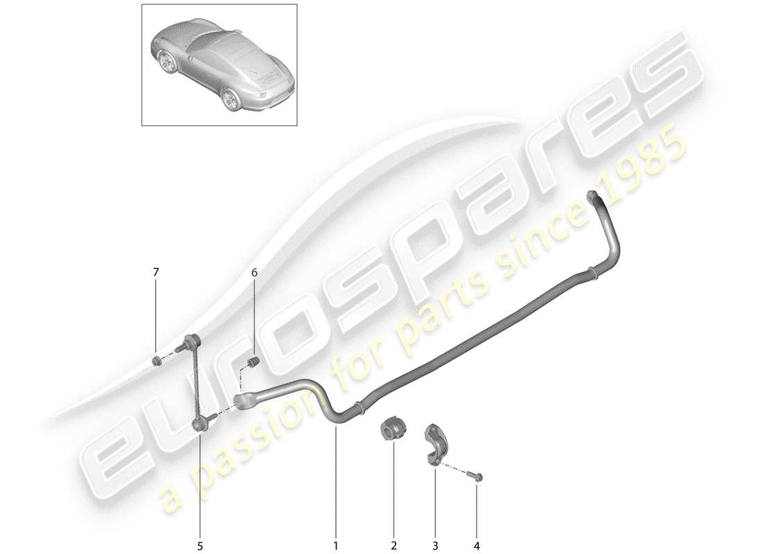 porsche 2015 (991-1) schéma des pièces du stabilisateur