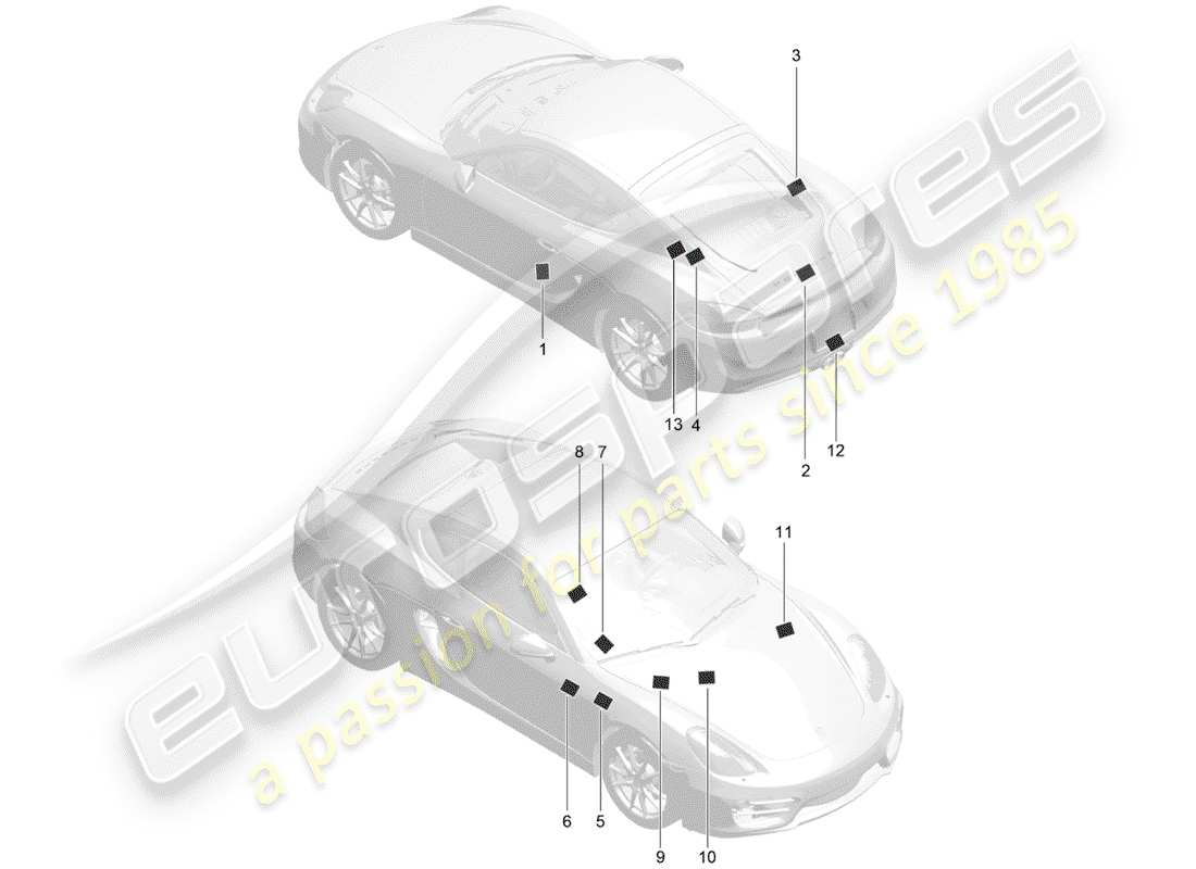 porsche 2016 (981 cayman) signes/avis schéma des pièces