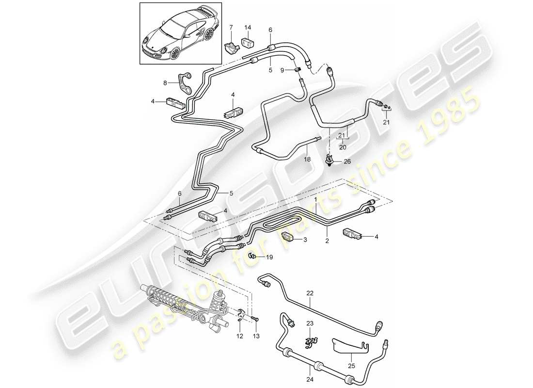 porsche 2013 (997-2 turbo / gt2 rs) direction assistée schéma des pièces