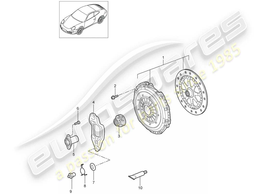 porsche 2009 (997-2) embrayage schéma des pièces