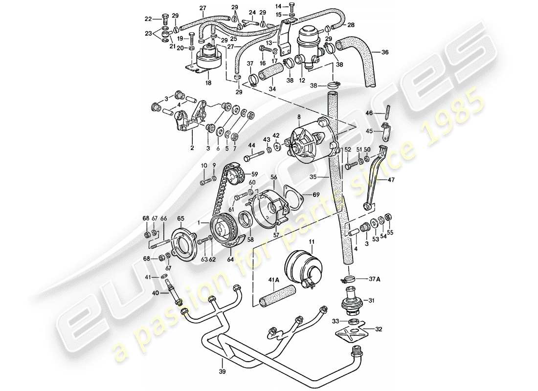 porsche 1981 (911) injection d'air schéma des pièces