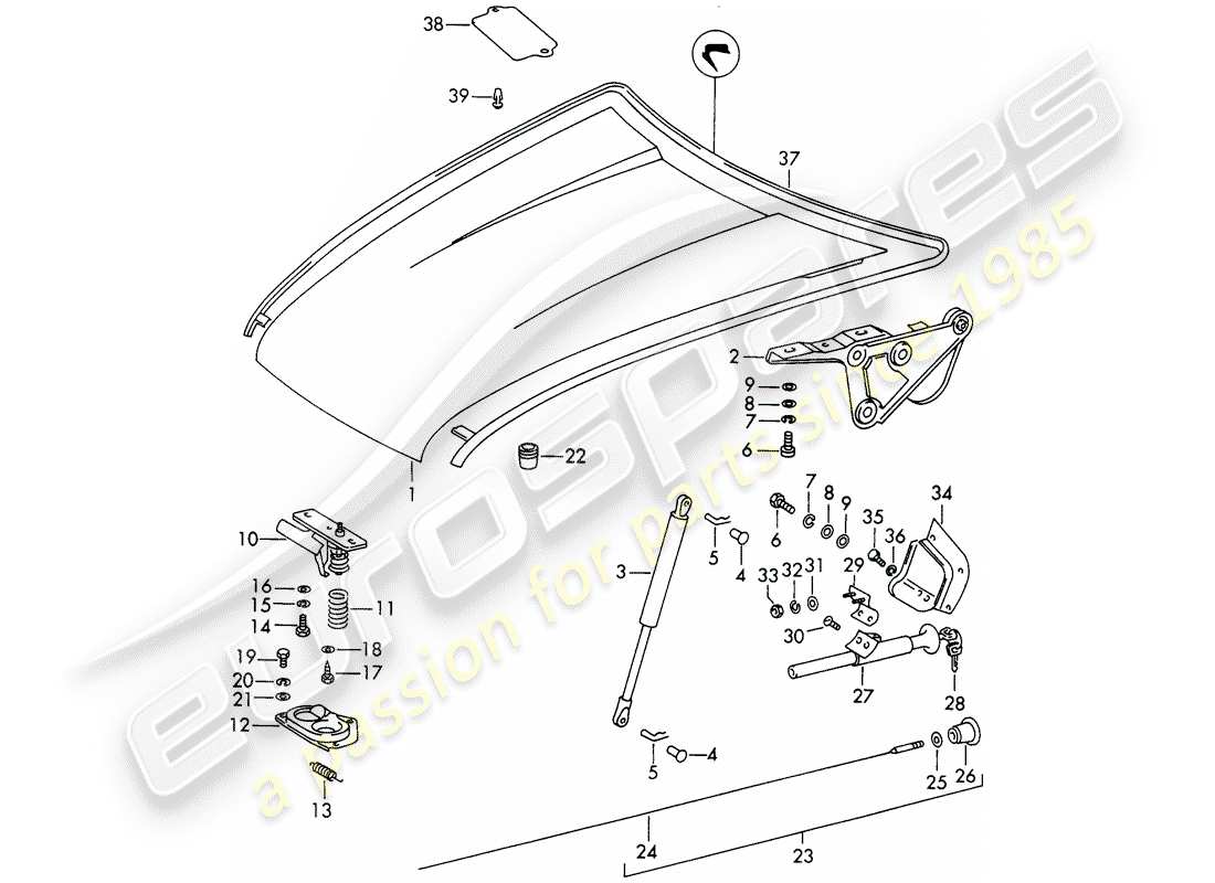 porsche 1965 (911/912) couverture diagramme de pièce