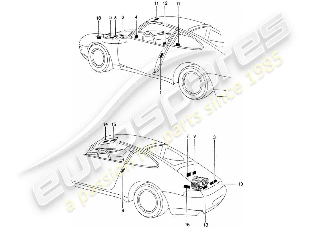 porsche 1997 (993) signes/avis schéma des pièces