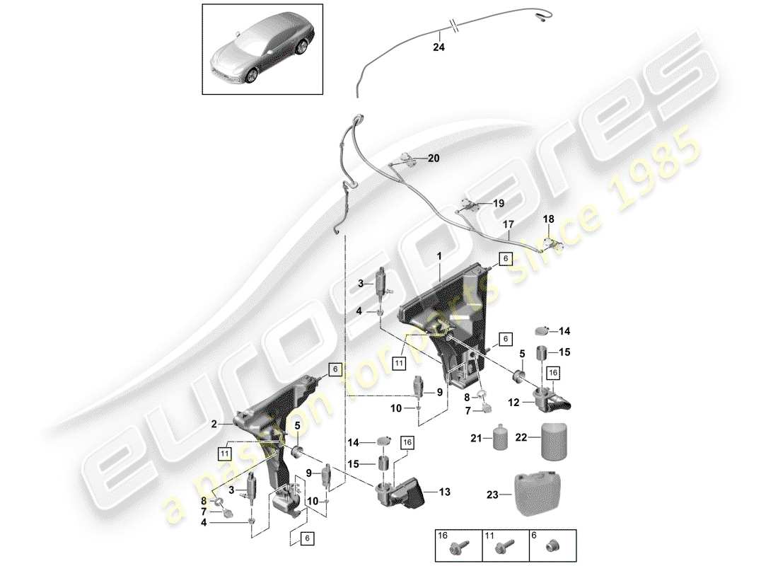 porsche 2019 (panamera 971-1) unité de lave- rondelle schéma des pièces