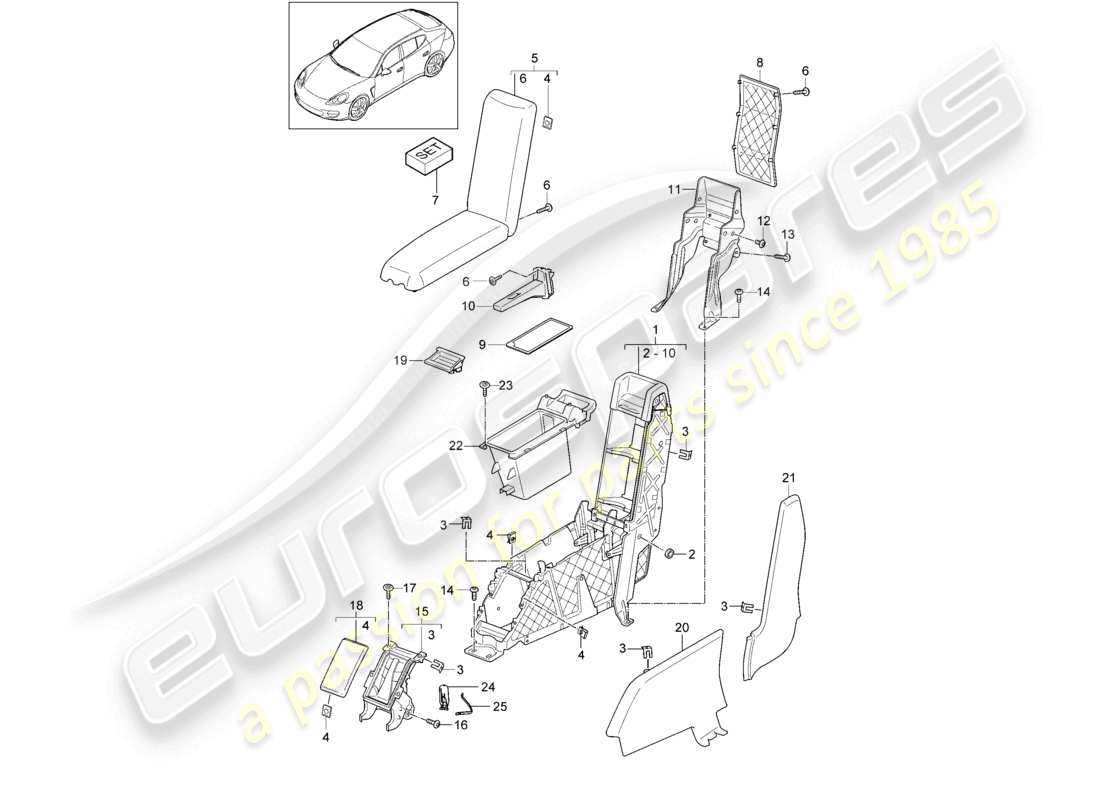 porsche 2012 (panamera 970) console centrale arrière version business d >>- mj 2013 schéma des pièces