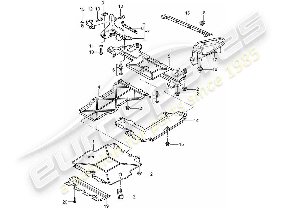 porsche 2003 (996) garniture - pour - sous-caisse schéma des pièces