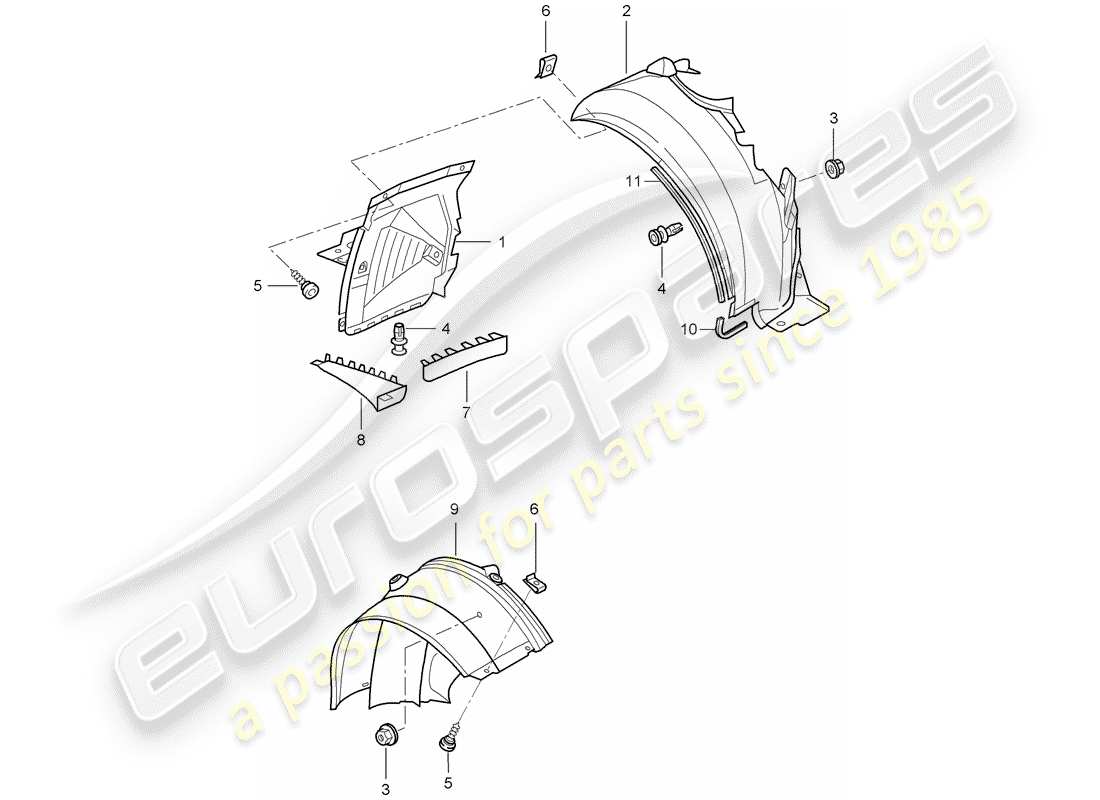 porsche 2000 (996) garniture - pour - carter de roue - d - mj 2002>> schéma des pièces