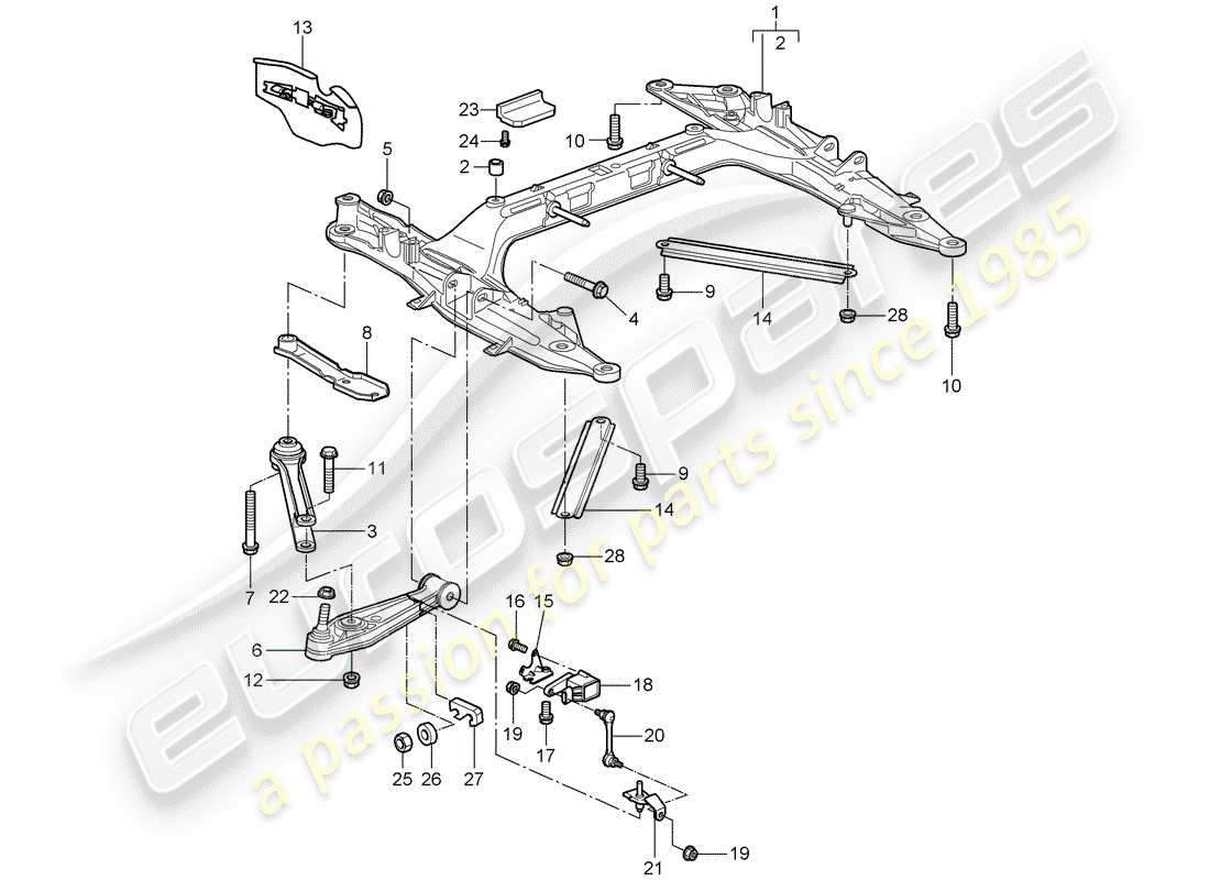 porsche 2009 997-2 turbo / gt2 diagramme des pièces de la traverse