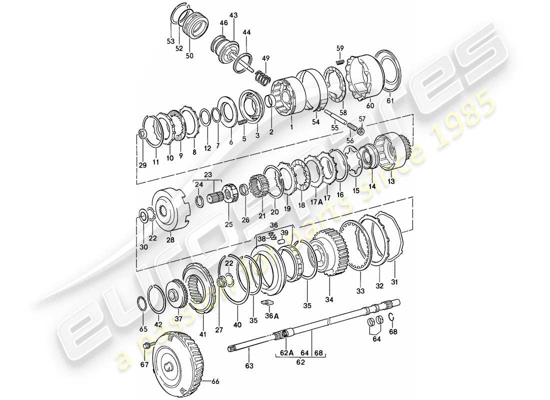 porsche 1988 (944) commande de transmission - transmission automatique schéma des pièces