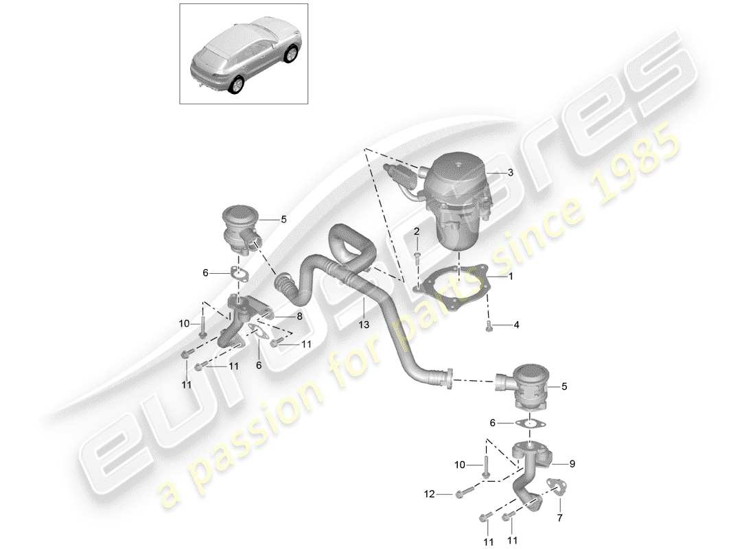 porsche 2016 (macan) pompe à air secondaire schéma des pièces