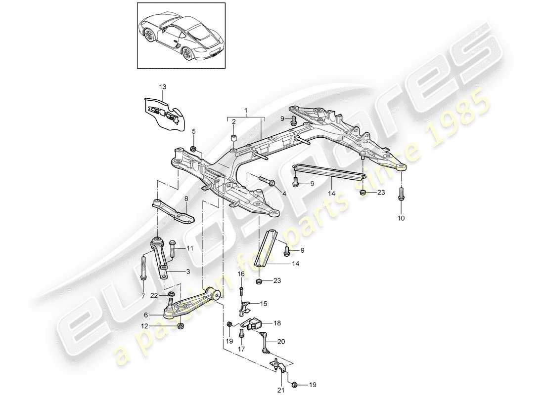 porsche cayman 987 (2011) diagramme des pièces de la traverse