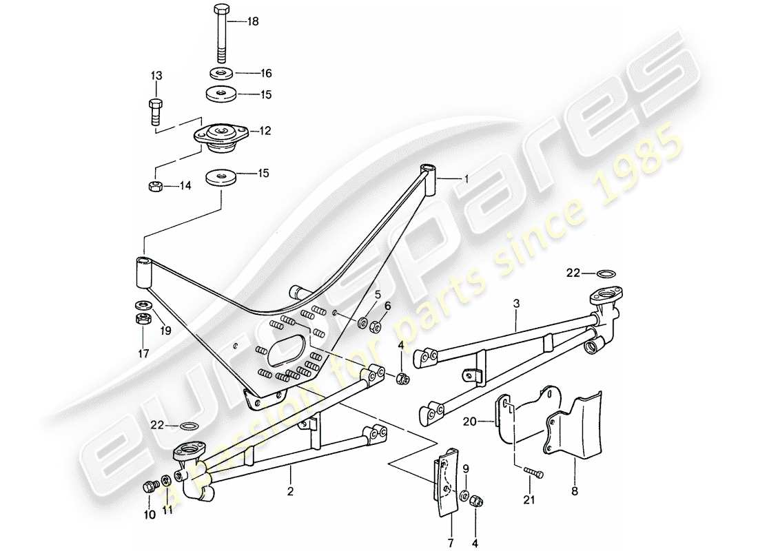 porsche 1987 (959) suspension moteur - support - turbocompresseur de gaz d'échappement schéma des pièces