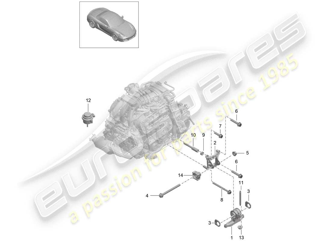 porsche boxster 981 (2014) suspension moteur schéma des pièces