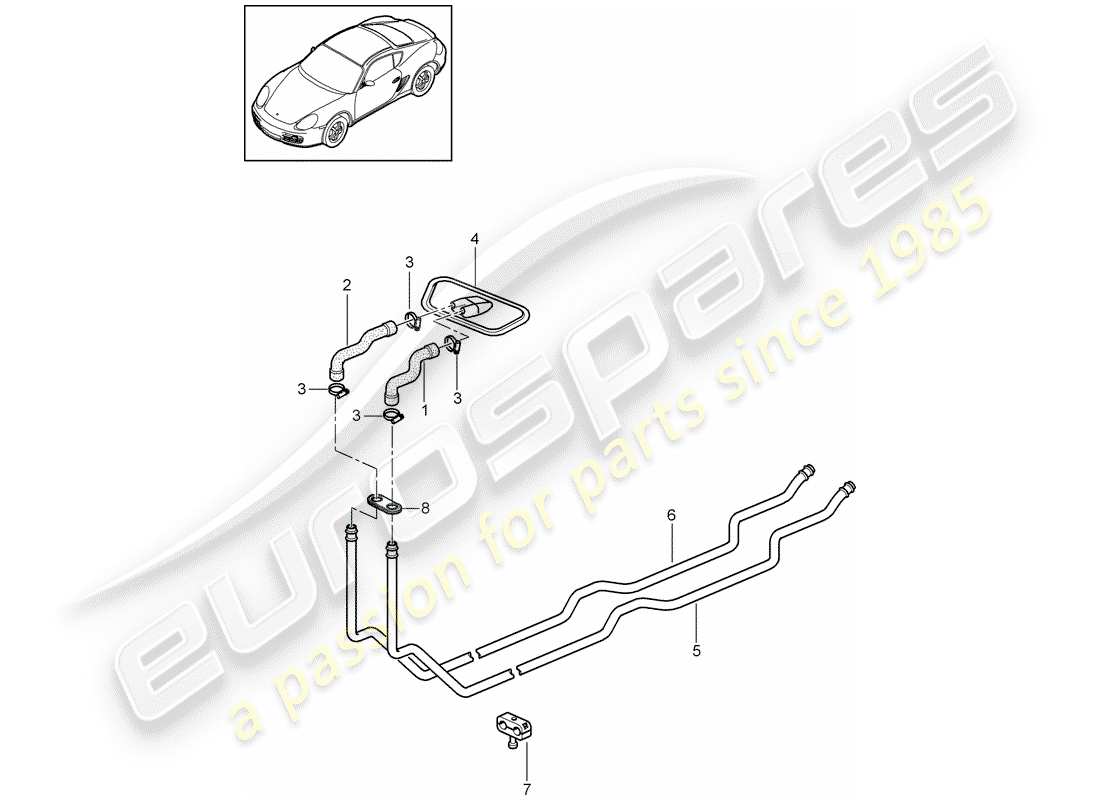 porsche 2012 (987 cayman) système de chauffage 1 schéma des pièces