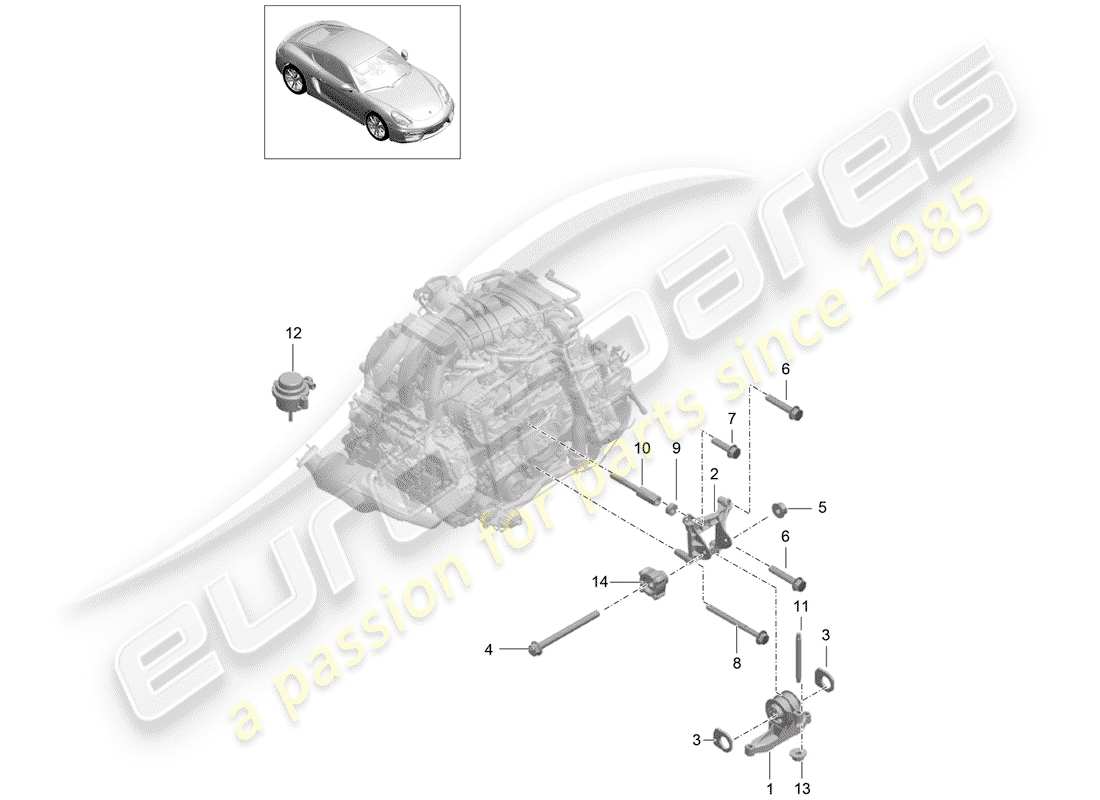 porsche 2016 (981 cayman) suspension moteur schéma des pièces
