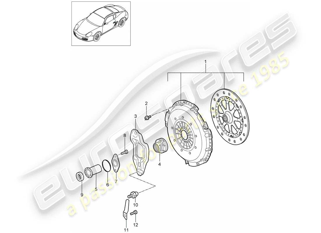 porsche 2011 (987 cayman) embrayage schéma des pièces