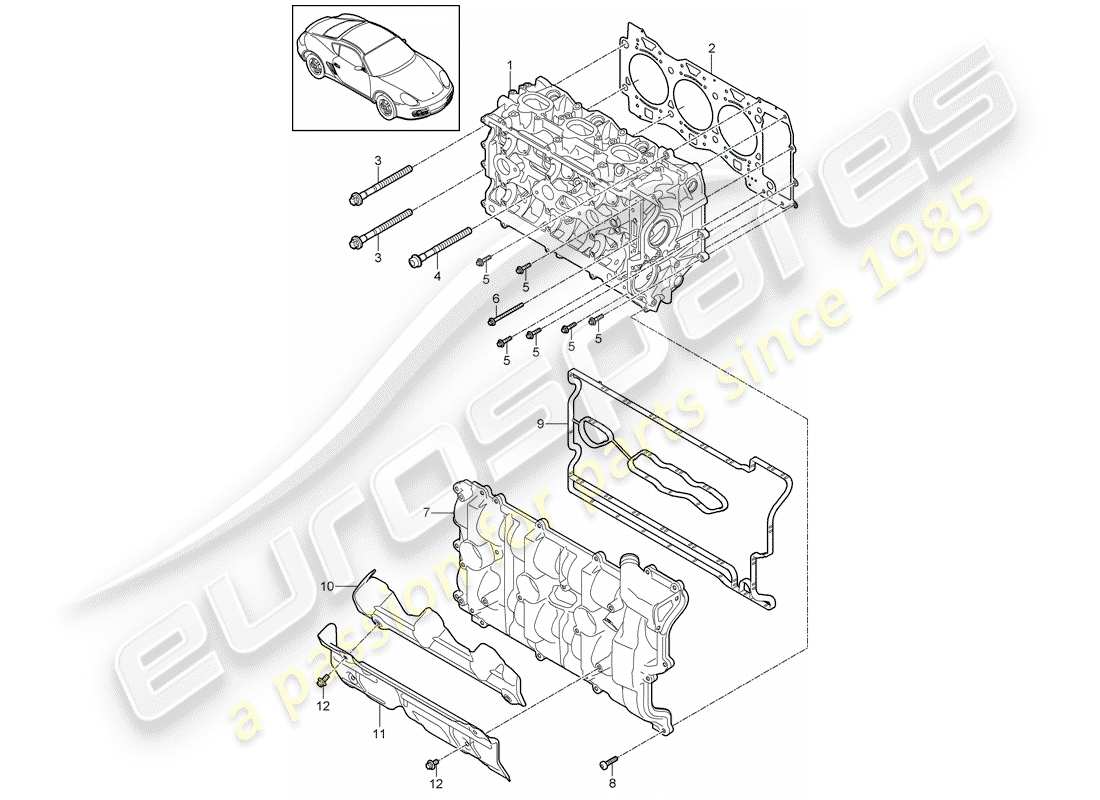 porsche 2010 (987 cayman) culasse schéma des pièces