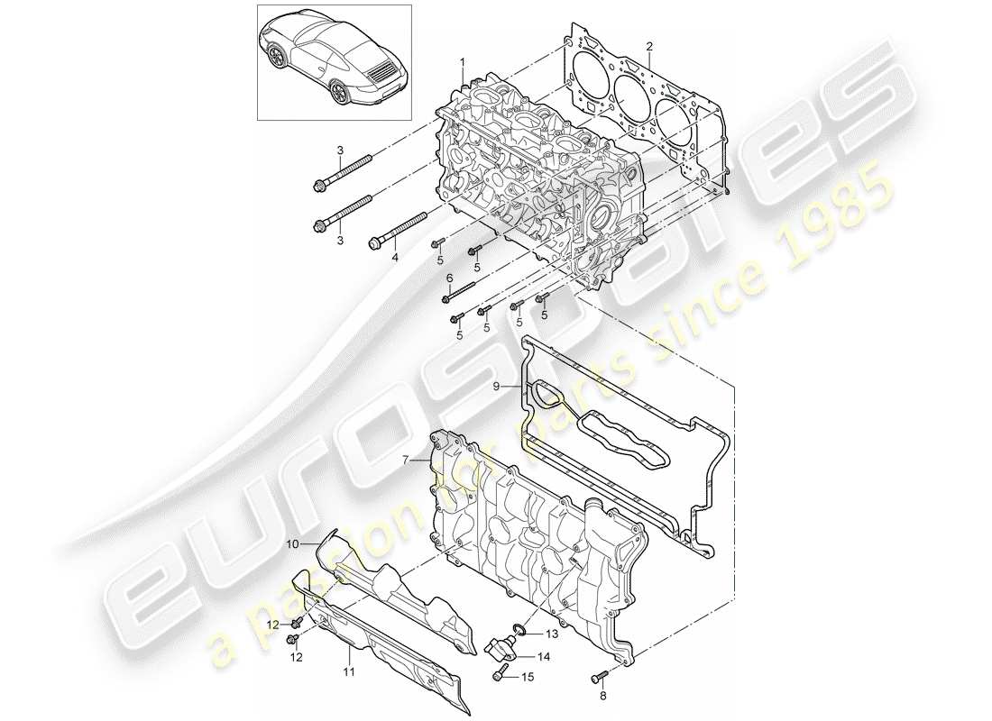 porsche 2012 (997-2) culasse schéma des pièces