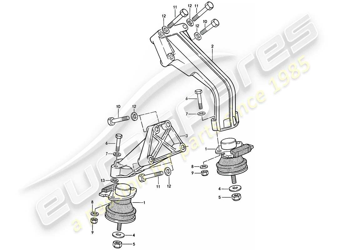 porsche 1982 (944) suspension du moteur schéma des pièces