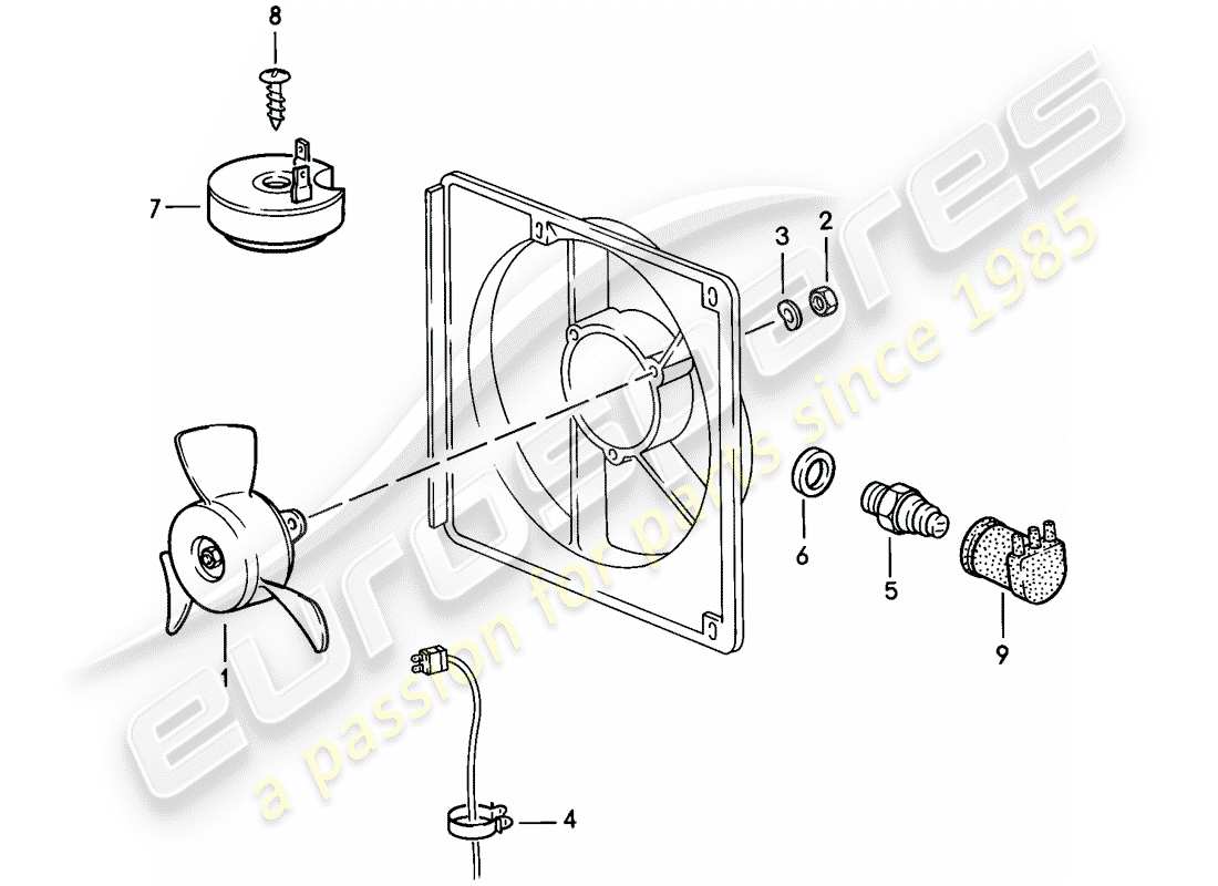porsche 1982 (944) ventilateur électrique schéma des pièces
