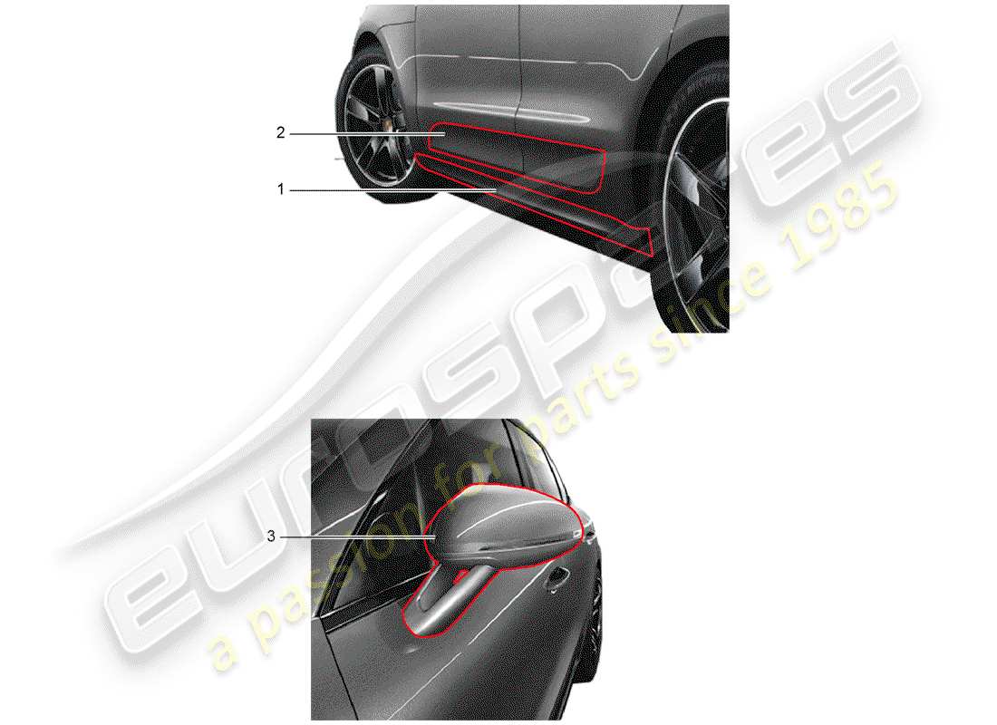 porsche 2017 (tequipment macan) accessoires schéma des pièces