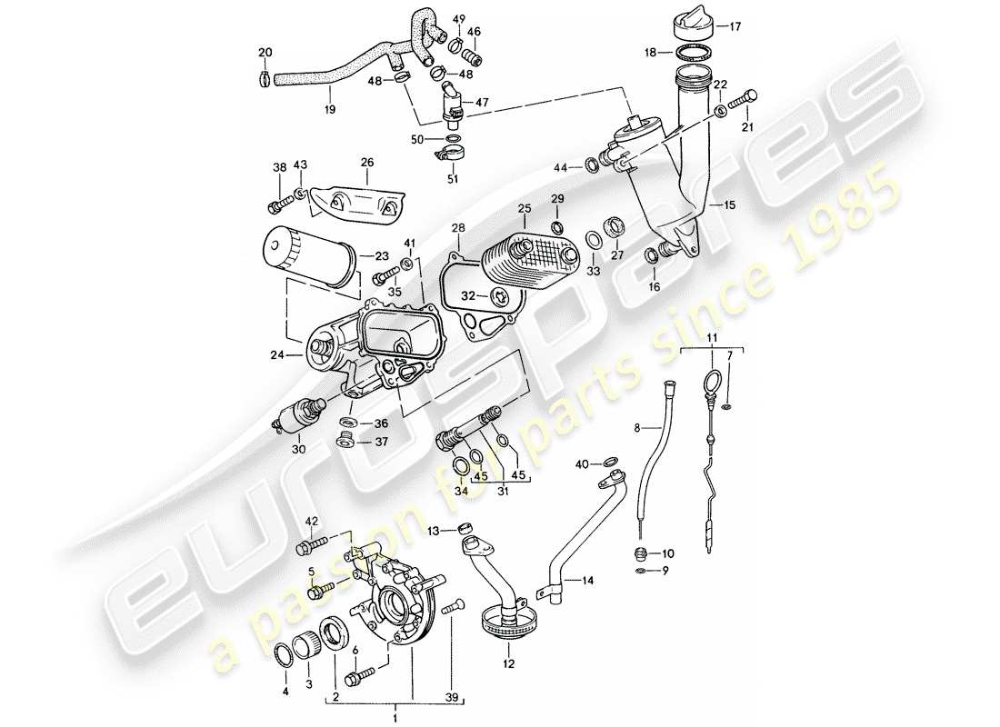 porsche 1991 (944) lubrification du moteur schéma des pièces