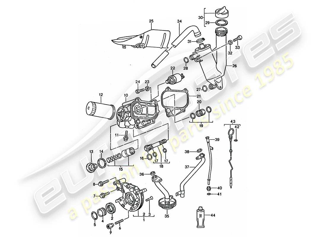 porsche 1994 (968) lubrification du moteur schéma des pièces