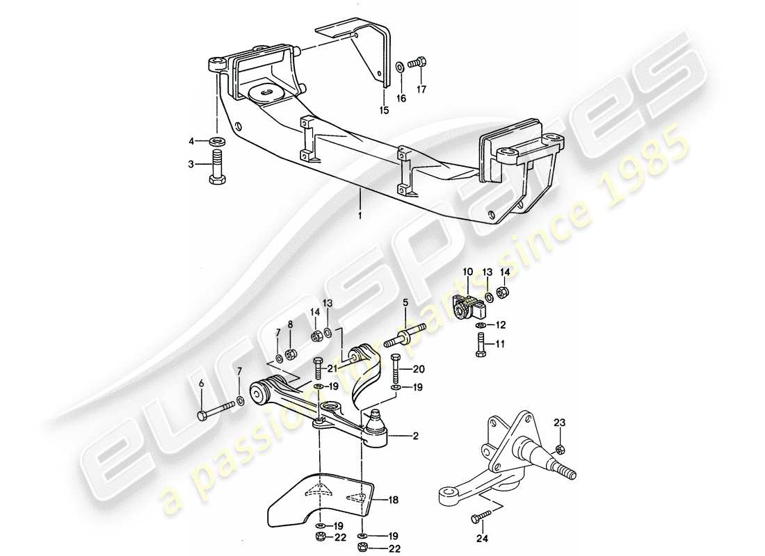 porsche 1994 (968) bras de commande de voie - traverse schéma des pièces