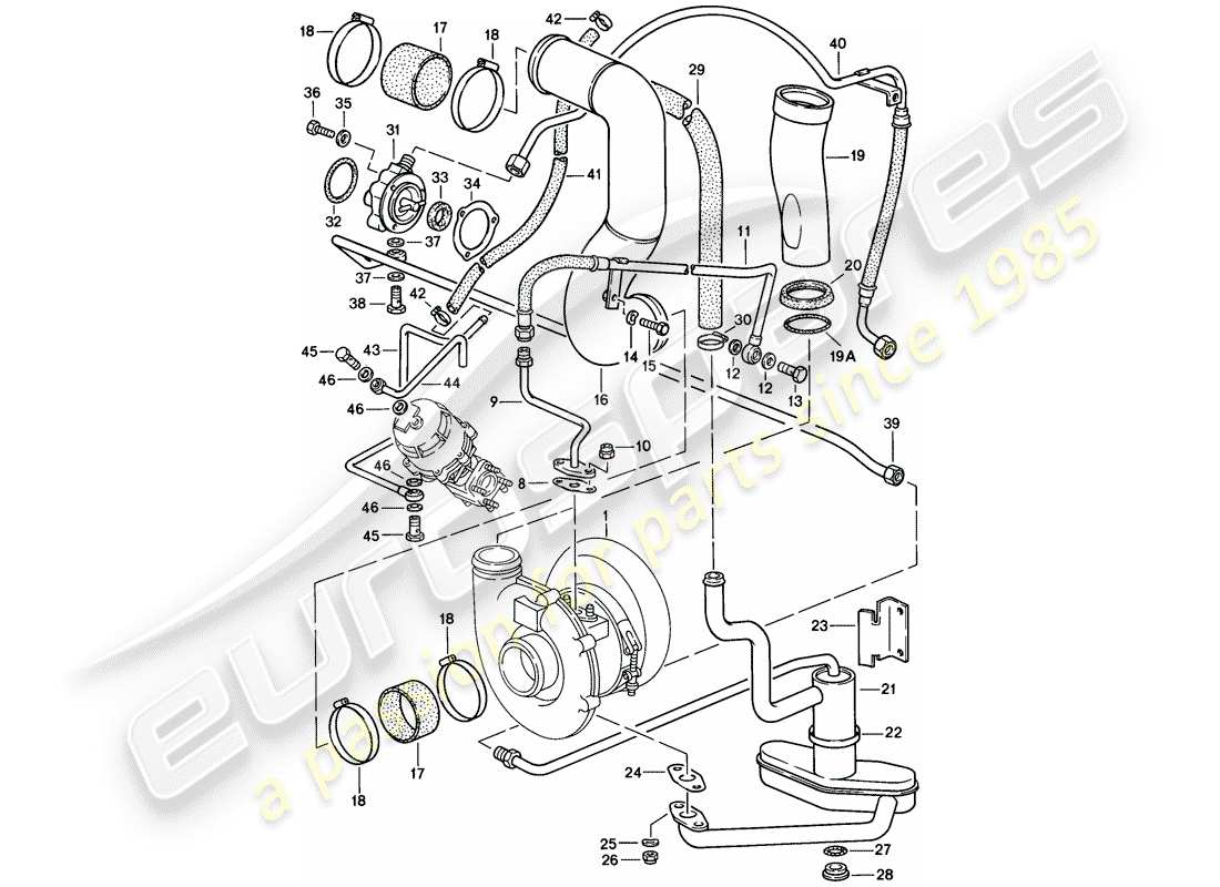porsche 1986 (911) turbochargement schéma des pièces