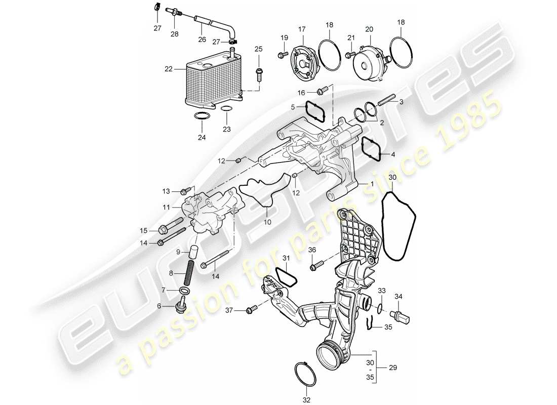 porsche 2006 (987 cayman) la pompe à huile schéma des pièces