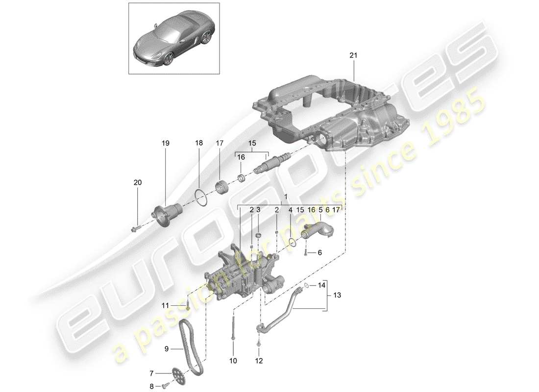 porsche 2014 (981 boxster) la pompe à huile schéma des pièces
