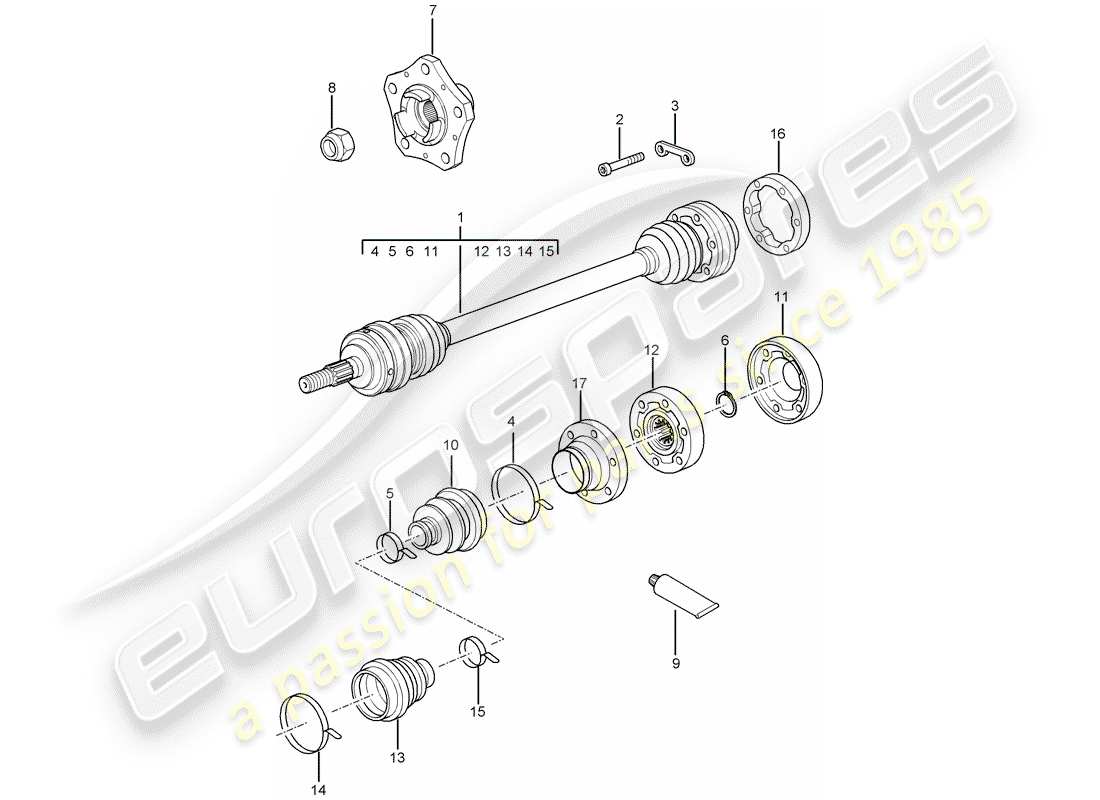 porsche 2009 997-2 turbo / gt2 arbre de transmission schéma des pièces