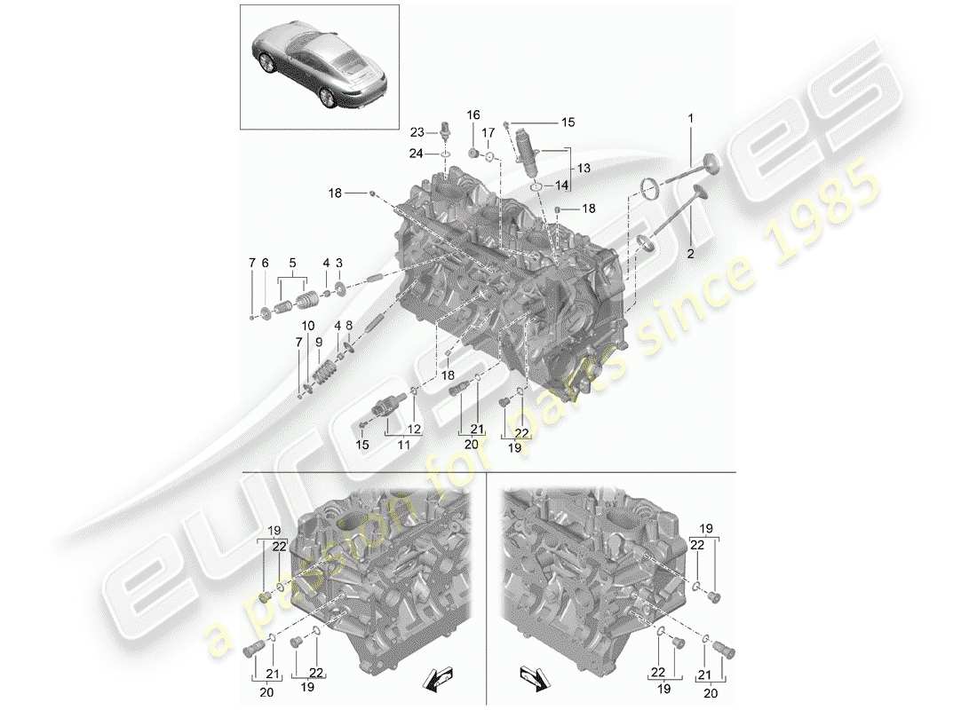 porsche 2012 (991-1) culasse schéma des pièces